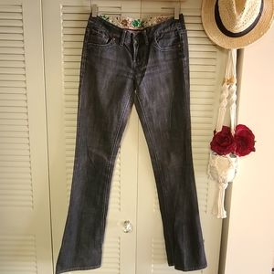 Wicked West Boot Cut Embroidered Black Washed Jeans Size 2